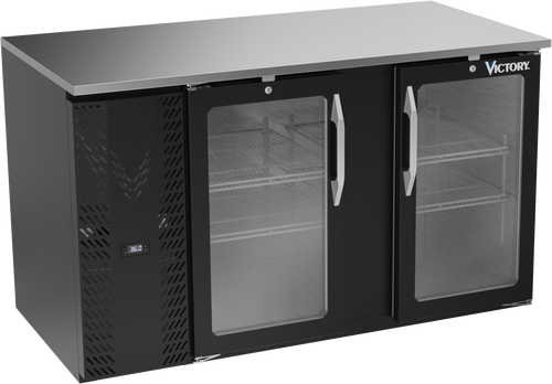 VBB58HC-FG-B | 58" Glass Doors Food Rated Back Bar in Black