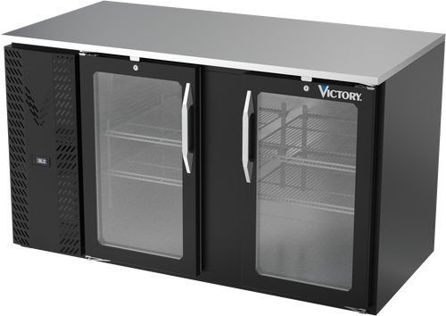 VBB58HC-FG-B | 58" Glass Doors Food Rated Back Bar in Black
