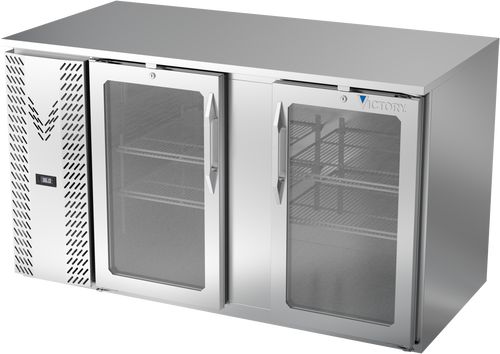 VBB58HC-FG-S | 58" Glass Doors Food Rated Back Bar in Stainless Steel