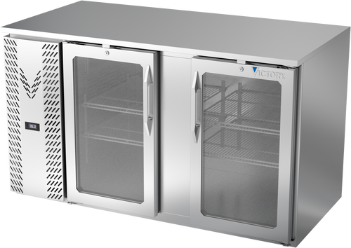 VBB58HC-FG-S | 58" Glass Doors Food Rated Back Bar in Stainless Steel