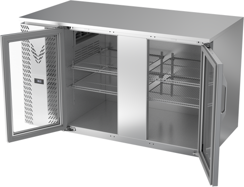 VBB58HC-FG-S | 58" Glass Doors Food Rated Back Bar in Stainless Steel