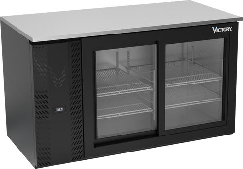 VBB58HC-F-GS-B | 58" Sliding Glass Doors Food Rated Back Bar in Black