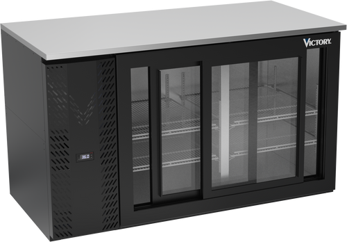 VBB58HC-F-GS-B | 58" Sliding Glass Doors Food Rated Back Bar in Black