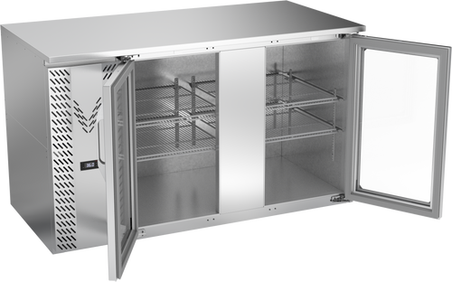 VBB58HC-G-S | 58" Glass Doors Back Bar in Stainless Steel