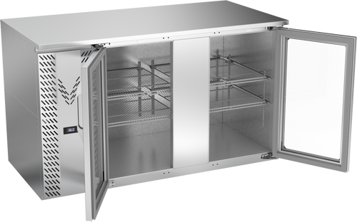 VBB58HC-G-S | 58" Glass Doors Back Bar in Stainless Steel