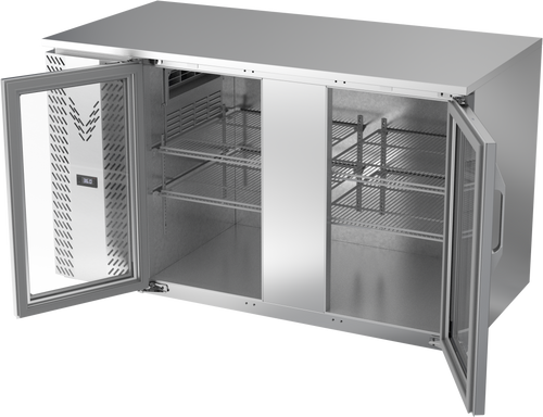 VBB58HC-G-S | 58" Glass Doors Back Bar in Stainless Steel