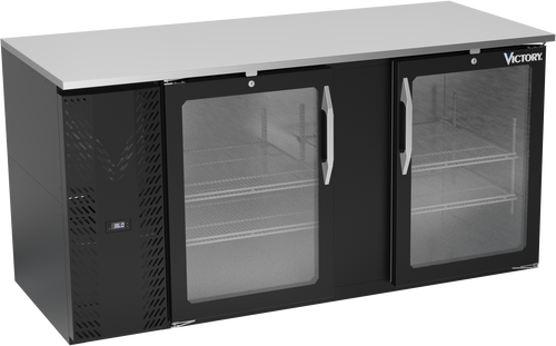 VBB68HC-FG-B | 68" Glass Doors Food Rated Back Bar in Black