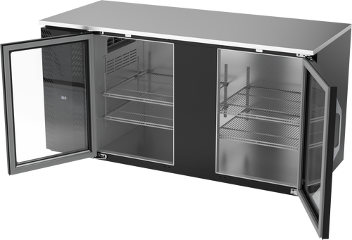 VBB68HC-FG-B | 68" Glass Doors Food Rated Back Bar in Black