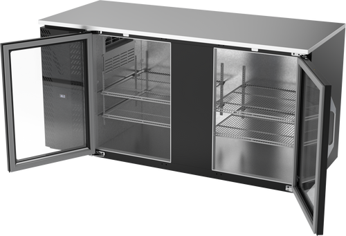VBB68HC-G-B | 68" Glass Doors Back Bar in Black