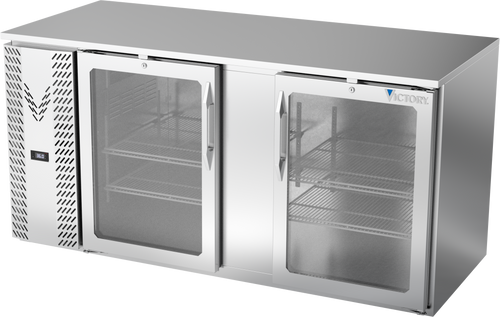 VBB68HC-G-S | 68" Glass Doors Back Bar in Stainless Steel
