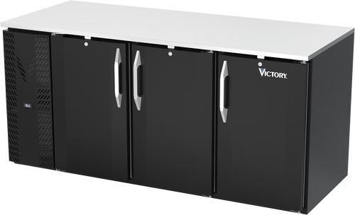 VBB72HC-F-B | 72" Solid Doors Food Rated Back Bar in Black
