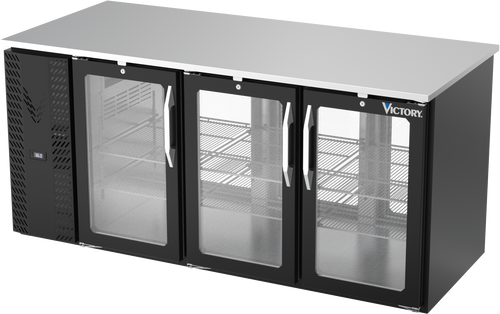 VBB72HC-FG-PT-B | 72" Glass Doors Food Rated Pass-thru Back Bar in Black