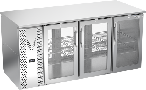 VBB72HC-FG-PT-S | 72" Glass Doors Food Rated Pass-thru Back Bar in Stainless Steel