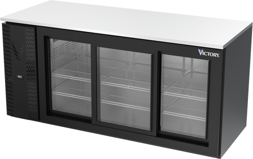 VBB72HC-F-GS-B | 72" Sliding Glass Doors Food Rated Back Bar in Black