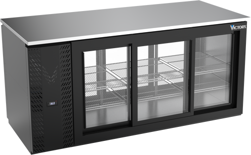 VBB72HC-F-GS-PT-B | 72" Sliding Glass Doors Food Rated Pass-thru Back Bar in Black