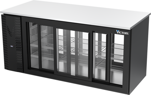 VBB72HC-F-GS-PT-B | 72" Sliding Glass Doors Food Rated Pass-thru Back Bar in Black