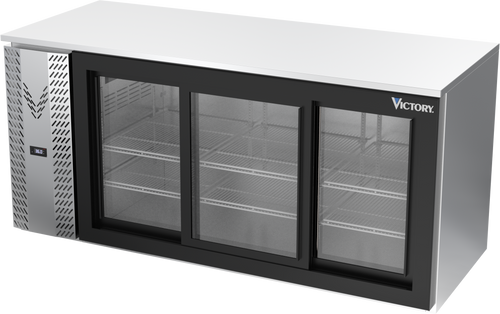 VBB72HC-F-GS-S | 72" Sliding Glass Doors Food Rated Back Bar in Stainless Steel