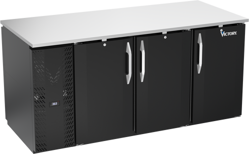 VBB72HC-F-PT-B | 72" Solid Doors Food Rated Pass-thru Back Bar in Black