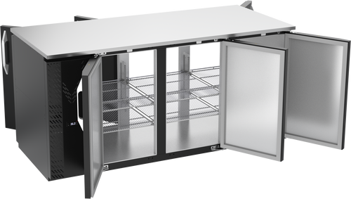 VBB72HC-F-PT-B | 72" Solid Doors Food Rated Pass-thru Back Bar in Black