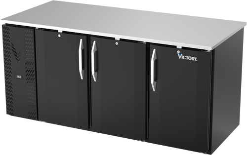 VBB72HC-F-PT-B | 72" Solid Doors Food Rated Pass-thru Back Bar in Black