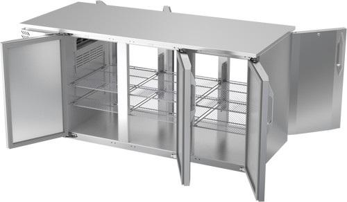 VBB72HC-F-PT-S | 72" Solid Doors Food Rated Pass-thru Back Bar in Stainless Steel