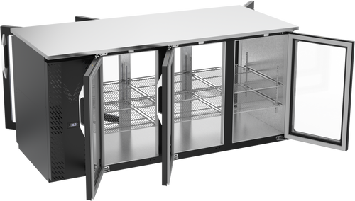 VBB72HC-G-PT-B | 72" Glass Doors Pass-thru Back Bar in Black