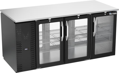 VBB72HC-G-PT-B | 72" Glass Doors Pass-thru Back Bar in Black