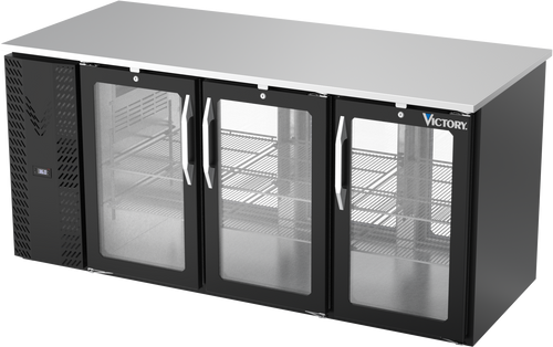 VBB72HC-G-PT-B | 72" Glass Doors Pass-thru Back Bar in Black