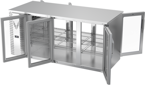 VBB72HC-G-PT-S | 72" Glass Doors Pass-thru Back Bar in Stainless Steel