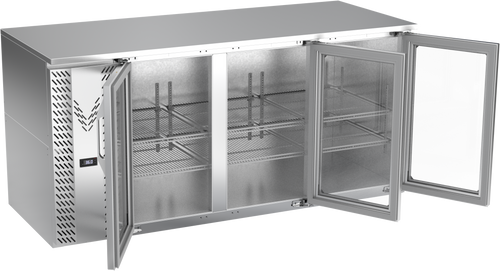 VBB72HC-G-S | 72" Glass Doors Back Bar in Stainless Steel