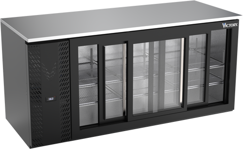 VBB72HC-GS-B | 72" Sliding Glass Doors Back Bar in Black