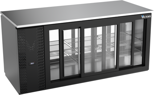 VBB72HC-GS-PT-B | 72" Sliding Glass Doors Pass-thru Back Bar in Black