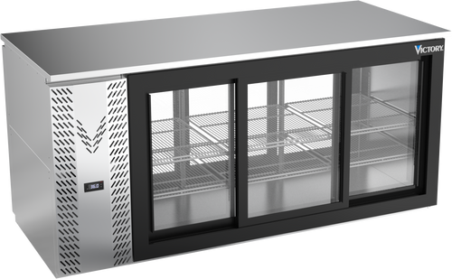 VBB72HC-GS-PT-S | 72" Sliding Glass Doors Pass-thru Back Bar in Stainless Steel