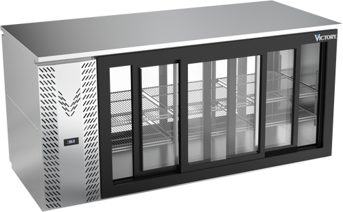 VBB72HC-GS-PT-S | 72" Sliding Glass Doors Pass-thru Back Bar in Stainless Steel