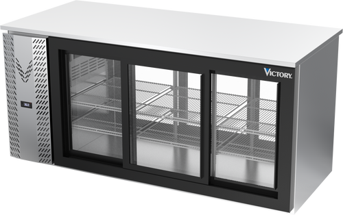 VBB72HC-GS-PT-S | 72" Sliding Glass Doors Pass-thru Back Bar in Stainless Steel