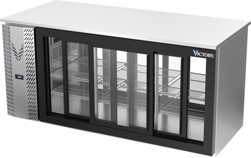 VBB72HC-GS-PT-S | 72" Sliding Glass Doors Pass-thru Back Bar in Stainless Steel