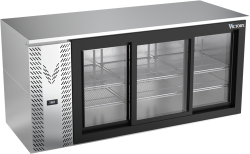 VBB72HC-GS-S | 72" Sliding Glass Doors Back Bar in Stainless Steel