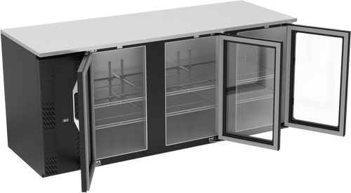 VBB78HC-FG-B | 78" Glass Doors Food Rated Back Bar in Black