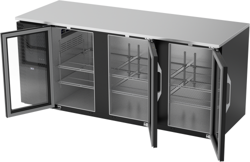 VBB78HC-FG-B | 78" Glass Doors Food Rated Back Bar in Black
