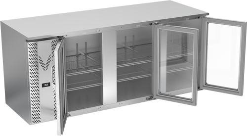 VBB78HC-FG-S | 78" Glass Doors Food Rated Back Bar in Stainless Steel