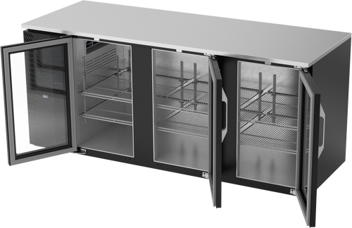 VBB78HC-G-B | 78" Glass Doors Back Bar in Black