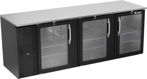VBB94HC-FG-B | 94" Glass Doors Food Rated Back Bar in Black