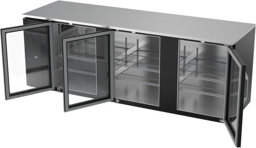 VBB94HC-FG-B | 94" Glass Doors Food Rated Back Bar in Black