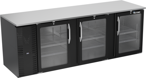 VBB94HC-FG-B | 94" Glass Doors Food Rated Back Bar in Black