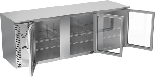 VBB94HC-FG-S | 94" Glass Doors Food Rated Back Bar in Stainless Steel