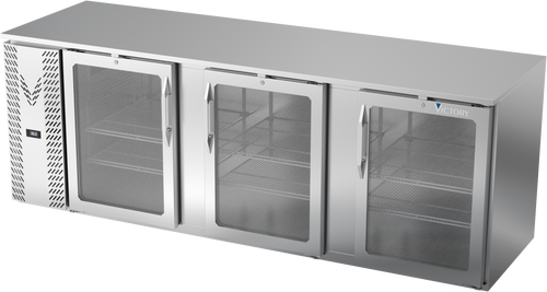 VBB94HC-FG-S | 94" Glass Doors Food Rated Back Bar in Stainless Steel