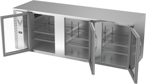 VBB94HC-FG-S | 94" Glass Doors Food Rated Back Bar in Stainless Steel