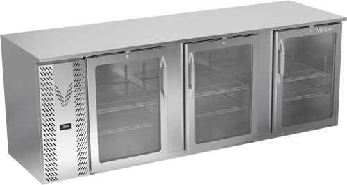 VBB94HC-G-S | 94" Glass Doors Back Bar in Stainless Steel