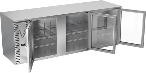 VBB94HC-G-S | 94" Glass Doors Back Bar in Stainless Steel