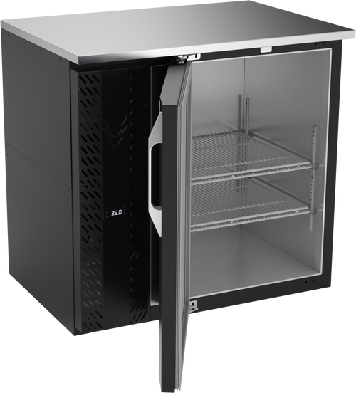VBBN36HC-B | 36" Narrow Depth Solid Door Back Bar in Black